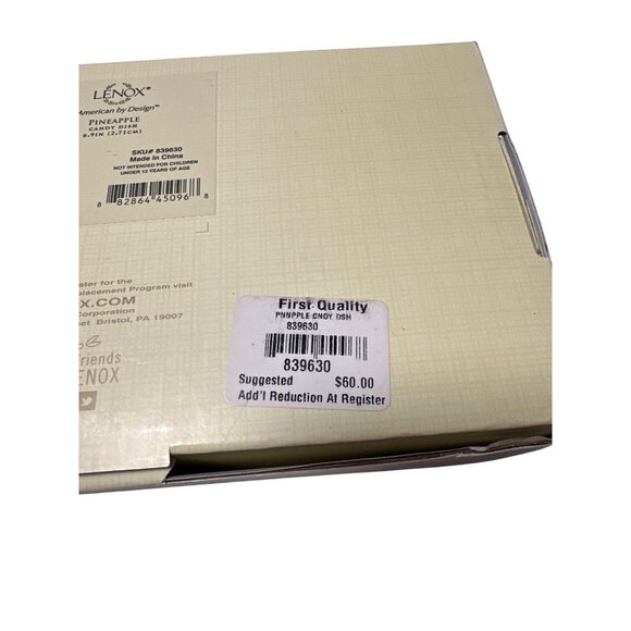 Lenox Pineapple Candy Dish 6.9" Ceramic Cream Gold Accents - Picture 5 of 11